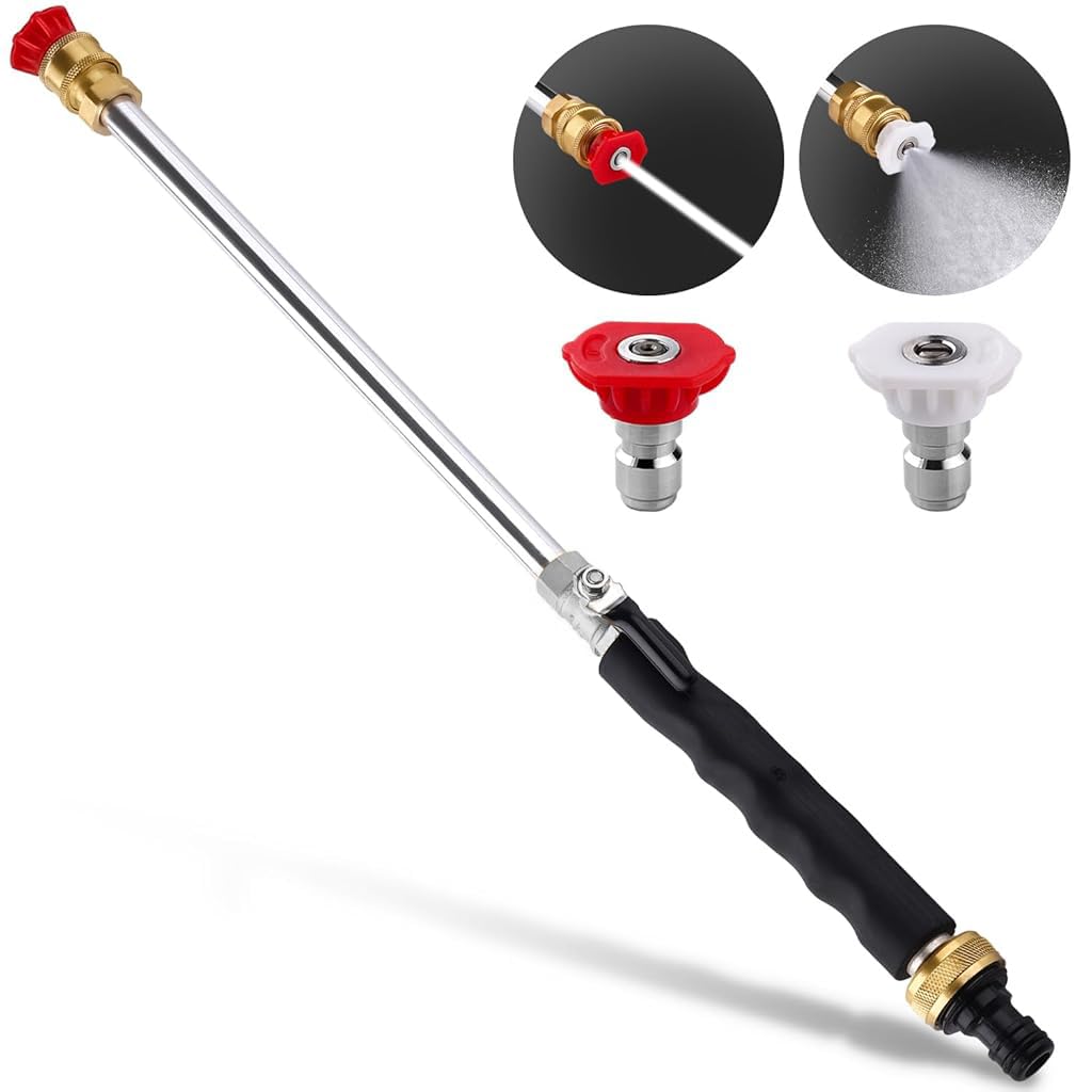 HASTHIP 17.3 inches Water Sprayer Gun High-Pressure Water Sprayer Nozzle with 2 Switchable Sprayer Nozzle Aluminum Alloy Universal Water Sprayer Nozzle for Gardening, Car Washing HASTHIP 17.3 inches Water Sprayer Gun High-Pressure Water Sprayer Nozzle with 2 Switchable Sprayer Nozzle Aluminum Alloy Universal Water Sprayer Nozzle for Gardening, Car Washing